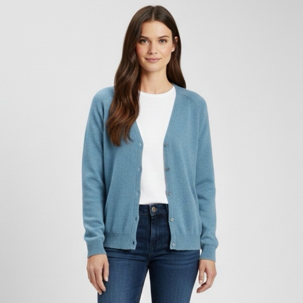 Lochmere Blue Cashmere Cardigan Sweater - Small 🏴